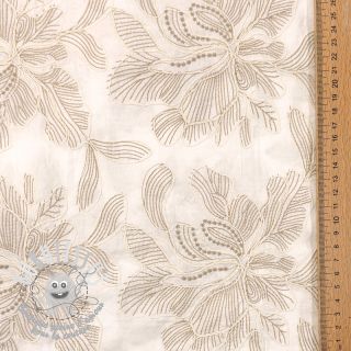 Tissu coton VOILE EMBROIDERY Kim off white