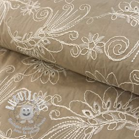 Tissu coton VOILE EMBROIDERY Kokka natural