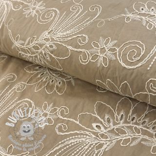Tissu coton VOILE EMBROIDERY Kokka natural