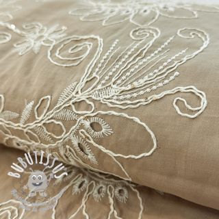 Tissu coton VOILE EMBROIDERY Kokka natural