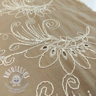Tissu coton VOILE EMBROIDERY Kokka natural