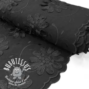 Tissu coton EMBROIDERY Bellagio black