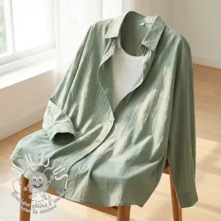 Tissu coton WASHED old green