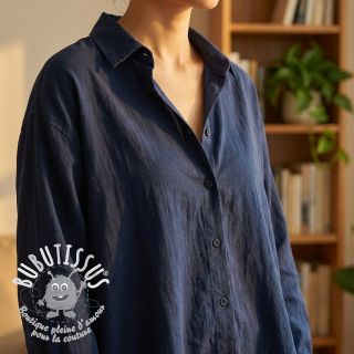 Tissu coton WASHED navy