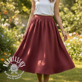 Tissu coton SLUB WASHED wine red