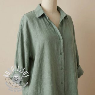 Tissu coton SLUB WASHED old green