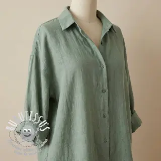 Tissu coton SLUB WASHED old green