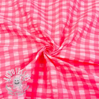 Tissu coton YARN DYED NEON BIG Checks pink