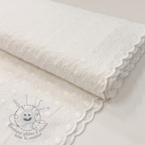 Tissu coton EMBROIDERY TWO-SIDE SCALLOP Verena white