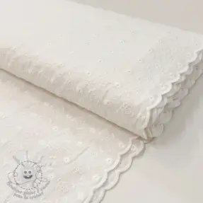 Tissu coton EMBROIDERY TWO-SIDE SCALLOP Verena white