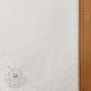 Tissu coton EMBROIDERY TWO-SIDE SCALLOP Verena white