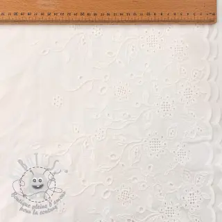 Tissu coton VOILE EMBROIDERY ONE-SIDE BORDER white