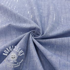 Tissu coton YARN DYED Stripes LUREX blue