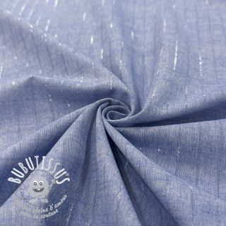 Tissu coton YARN DYED Stripes LUREX blue