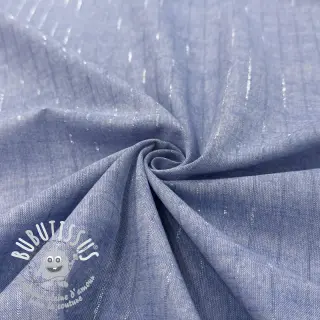 Tissu coton YARN DYED Stripes LUREX blue