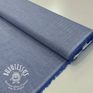 Tissu coton YARN DYED Stripes LUREX blue