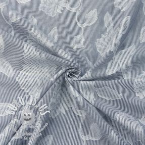 Tissu coton YARN DYED Stripes JACQUARD Flowers navy