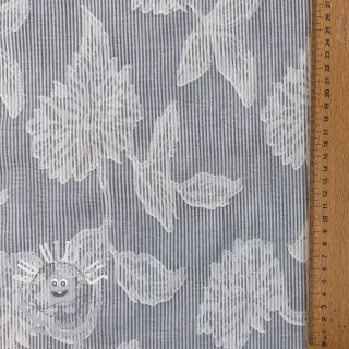 Tissu coton YARN DYED Stripes JACQUARD Flowers navy