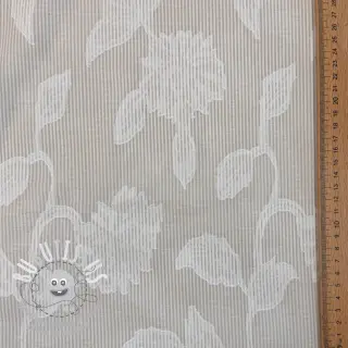 Tissu coton YARN DYED Stripes JACQUARD Flowers sand