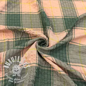 Viscose CRINKLE Check peach