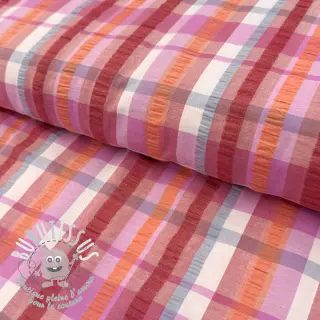 Tissu coton SEERSUCKER YARN DYED Checks pink