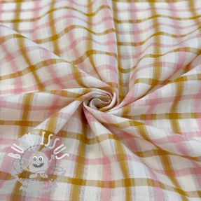 Tissu coton SEERSUCKER YARN DYED Checks ecru