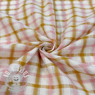 Tissu coton SEERSUCKER YARN DYED Checks ecru
