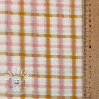 Tissu coton SEERSUCKER YARN DYED Checks ecru