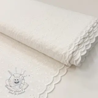 Tissu coton EMBROIDERY TWO-SIDE SCALLOP Simi white