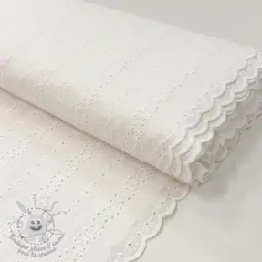 Tissu coton EMBROIDERY TWO-SIDE SCALLOP Neo white