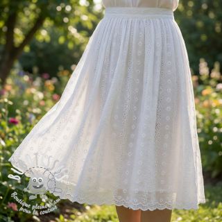 Tissu coton EMBROIDERY TWO-SIDE SCALLOP Neo white