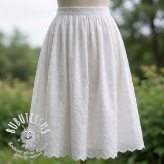 Tissu coton EMBROIDERY TWO-SIDE SCALLOP Verena white