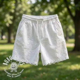 Tissu coton EMBROIDERY TWO-SIDE SCALLOP Verena white