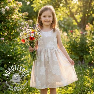 Tissu coton YARN DYED Stripes JACQUARD Flowers sand