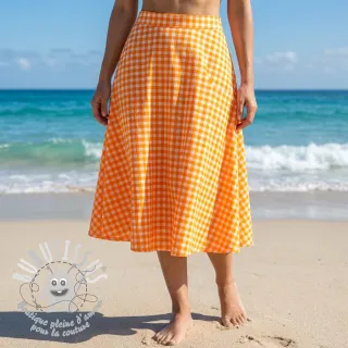 Tissu coton YARN DYED NEON SMALL Checks orange