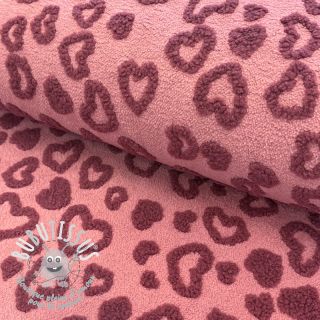 Tissu de manteau TEDDY Hearts old pink