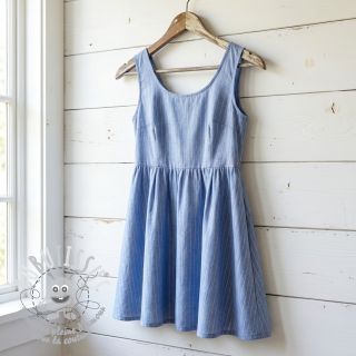 Tissu coton YARN DYED Stripes LUREX blue