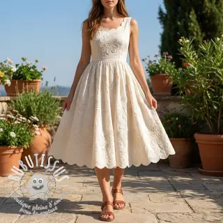 Tissu coton EMBROIDERY Bellagio off white