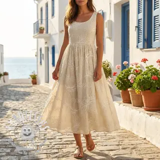 Tissu coton VOILE EMBROIDERY Kokka natural