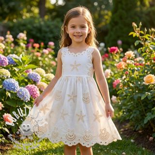 Tissu coton EMBROIDERY Sea ornaments white