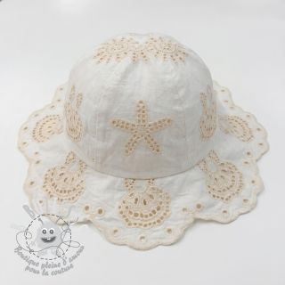 Tissu coton EMBROIDERY Sea ornaments white