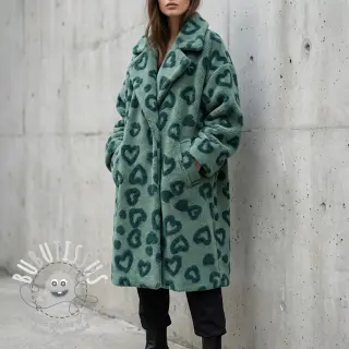 Tissu de manteau TEDDY Hearts old green