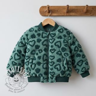 Tissu de manteau TEDDY Hearts old green