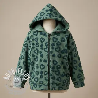 Tissu de manteau TEDDY Hearts old green