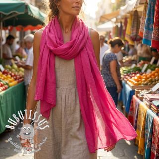 Tissu coton-viscose fuchsia