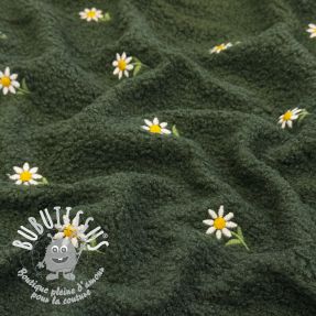 Tissu de manteau EMBROIDERY Little daisy green