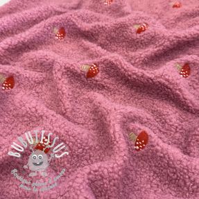 Tissu de manteau EMBROIDERY Little mushrooms pink