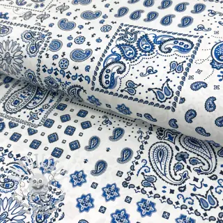 Tissu coton Kansas blanc blue