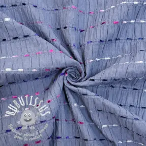 Tissu coton DOBBY CRINKLE Stripe jeans