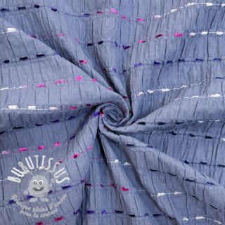 Tissu coton DOBBY CRINKLE Stripe jeans